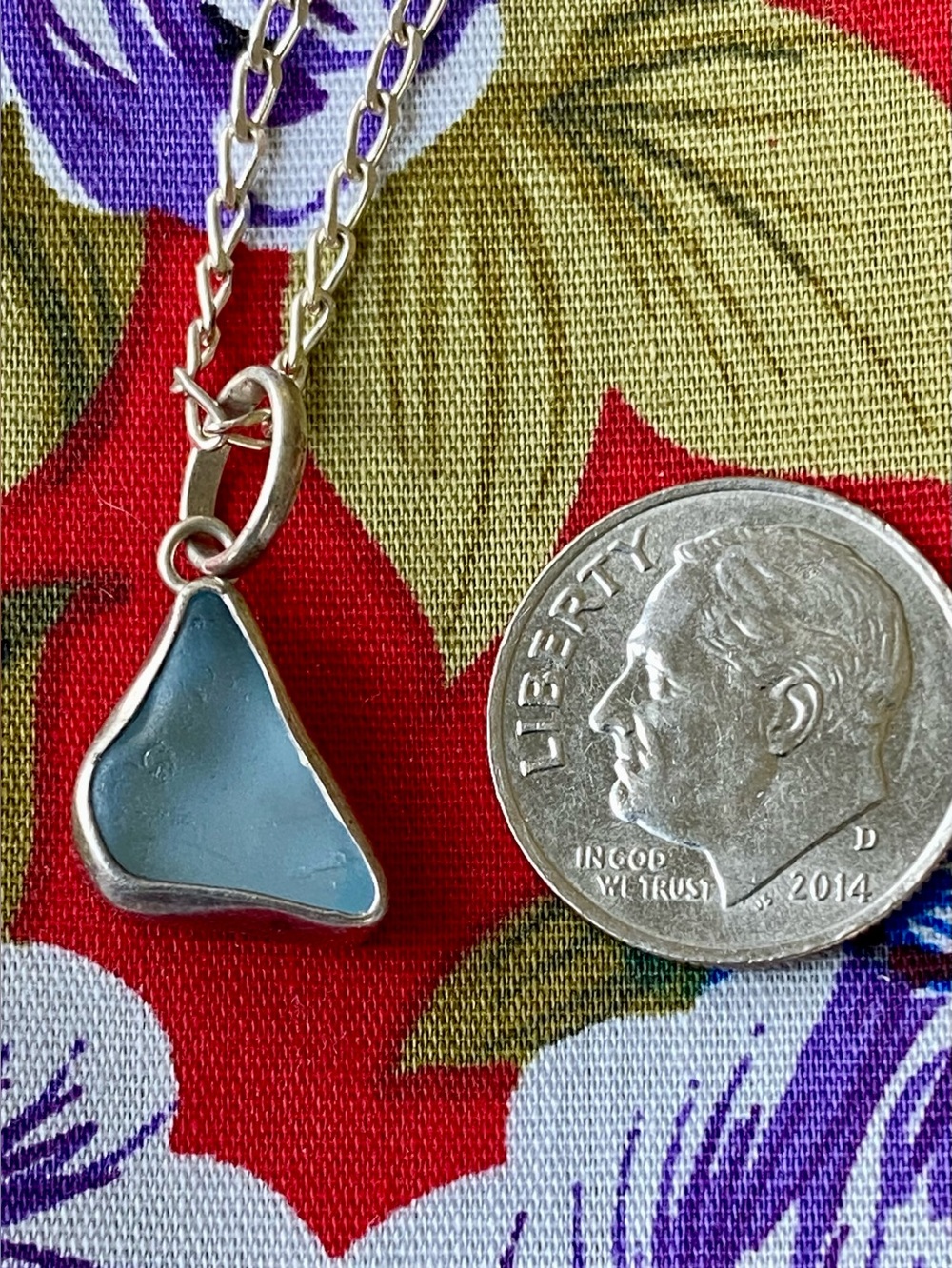 Handmade Sea Glass & Sterling Necklace, signed DvH 925 BALI (by Betty Belts) - Picture 8 of 10